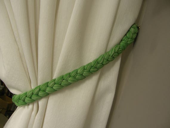 Green Plait Curtains Modern Tiebacks Holdbacks Decoration Etsy