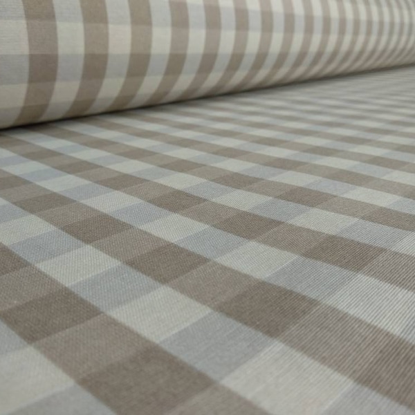 Tissu de décoration imprimé loneta 100 % coton à carreaux | Double hauteur 280 cm/110 pouces