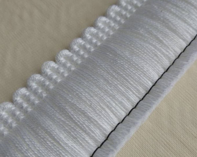 White Brush Fringe Trim | 4 cm - 1.57 inches width fringe trim by the meter