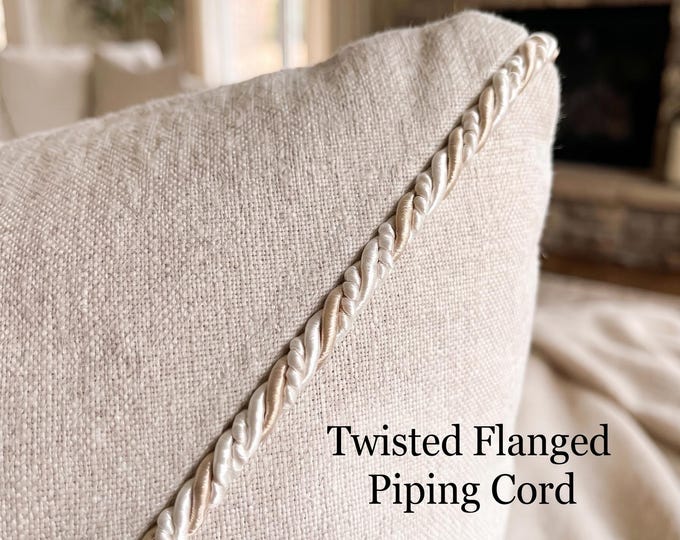 Twisted Flanged Piping Cord by the Meter – Decorative Upholstery Trim, 4mm & 8mm Rayon Cord, 4 Colors