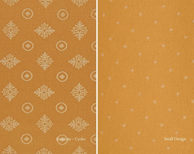 Ochre Gold Classic Jacquard Cotton Drapery Light Upholstery Fabric | Double Width 280cm - 110" Tablecloth Fabric | Sold by meter