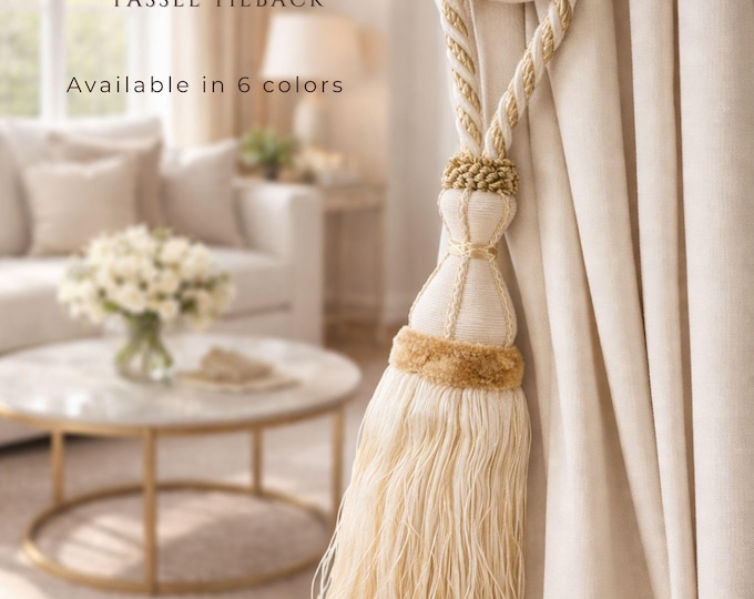 Luxury Curtain Tassel Tieback – Large Rope Holdback 35cm | Elegant Drapery Tie Back for Voile & Curtains