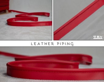 Leather Red Piping cord|5.5mm-0.22" Flanged Piping|Upholstery Gimp Trim