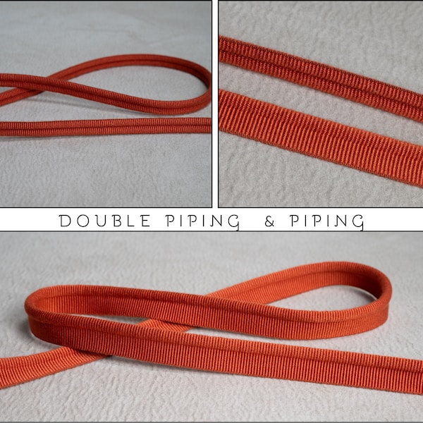 Rust Orange Double Piping Cord or Piping |10mm-0.39" double gimp piping or 5mm - 0.19" Flanged Piping|Double Upholstery Gimp Trim