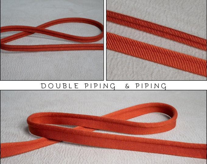 Rust Orange Double Piping Cord or Piping |10mm-0.39" double gimp piping or 5mm - 0.19" Flanged Piping|Double Upholstery Gimp Trim