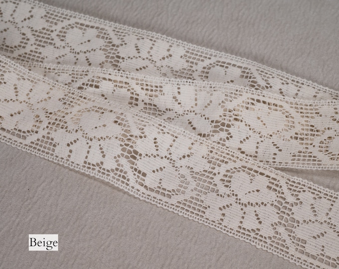 Lace Trim Beige Crochet Vintage 100% Cotton |4.6cm-1.81" Width for Cushions Bags Jeans Dresses Crafts and more other sewing projects