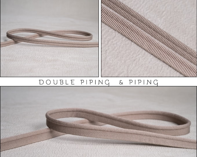 Sand Double Piping Cord or Piping |10mm-0.39" double gimp piping or 5mm - 0.19" Flanged Piping|Double Upholstery Gimp Trim