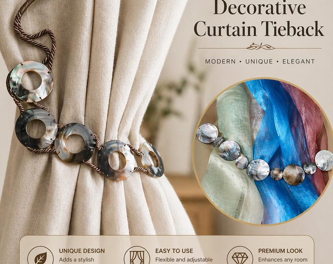 Decorative Curtain Tieback 1 Meter | Bone Effect Ring Tieback Modern Designer Curtain Holdback Statement Piece