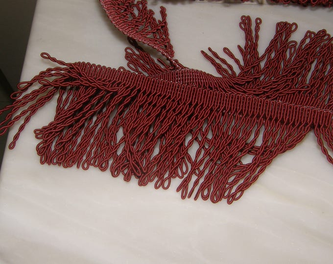 7cm-2.75" Cable Bullion Fringe Trim | Red Wine Bullion Fringe Trim | Sold by the meter