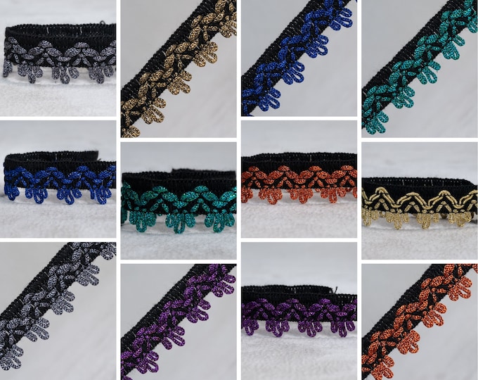 7 Colors Ethnic Acrylic-Rayon-Lurex Tassel gimp Fringe Trimming/ Metallic gimp| 2.6cm-1.02inches width Tassel Fringe | Sold by the meter