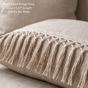 Franjeband met kwastjes • Boho franje van katoen en jute • Decoratieve band voor gordijnen, meubelbekleding en knutselprojecten • 13 cm / 5,11 inch • Per meter