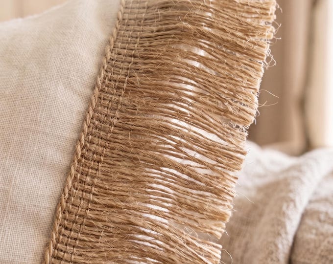 Natural Jute Brush Fringe Trim by the Meter | 5cm & 10cm (2''- 4'') | Rustic Upholstery Trim | Curtain  Lampshade Fringe