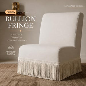 20cm Luxury Recycled Cotton Bullion Fringe Trim – Curtain & Upholstery Fringe – Sold by the Meter
