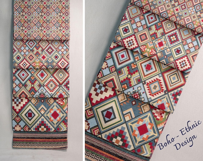 Ethnic Jacquard Upholstery Fabric | Double Width 280cm-108 inches Cushions, Upholstery, Decoration  Bohemian, boho, multicolor Fabric