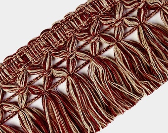 Red Wine - Beige Braid Tassel Fringe Trim| 8 cm - 3.15 inch trims tassel fringe