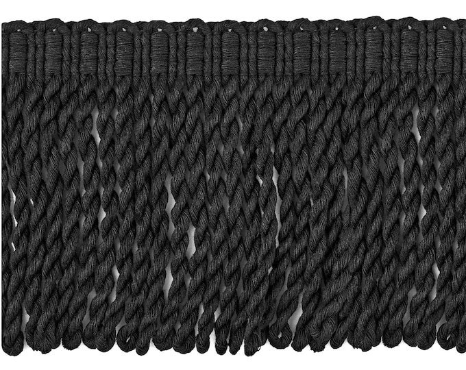 12cm (4.72") 100% Cotton Bullion Fringe Trim | Black  Bullion Fringe Trim | Sold by the meter