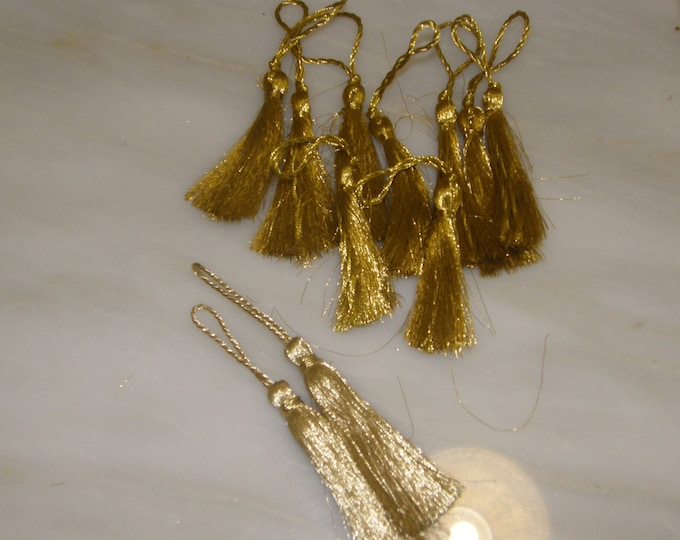 Gold Metallic Fiber Key Tassel | 7 cm - 2.76 inches Height Key Tassel Trimming