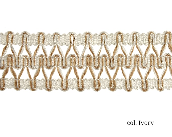 Rayon Jute Ivory Natural Braid Gimp Trim | 4.5cm - 1.77 inches wide upholstery braid