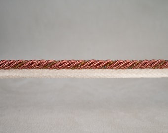 10mm-0.39" Beaded Flanged Piping Cord | Rust Brown Upholstery Cord With Beads | Sold by the meter (39"/1.09yards)