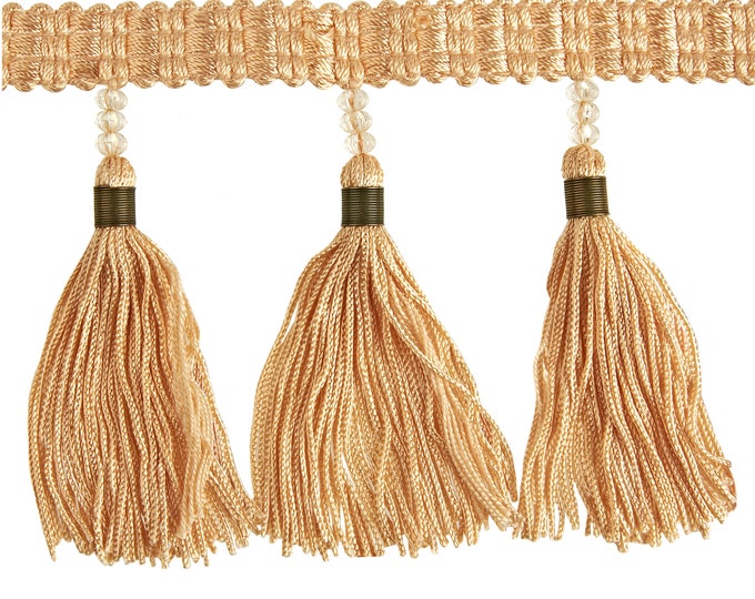 Ecru Tassel Fringe Trim With Wire | 11 cm - 4 inches height Tassel Trim With Beads And Wire
