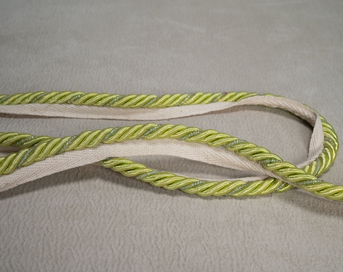 10mm-0.39" Beaded Flanged Piping Cord |Light Green Upholstery Cord With Beads | Sold by the meter (39"/1.09yards)