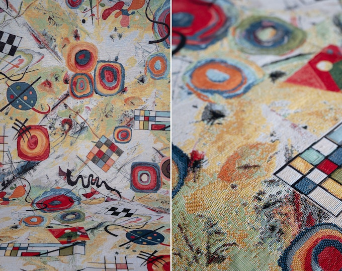 Geometrical Kandinsky design Jacquard Upholstery Fabric|Double Width 280cm-108 inches,Upholstery, Decoration , art design, multicolor Fabric