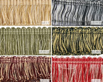 2 Toned Brush Fringe Trim |4cm-1.57inches height rich brush fringe trimming by the meter