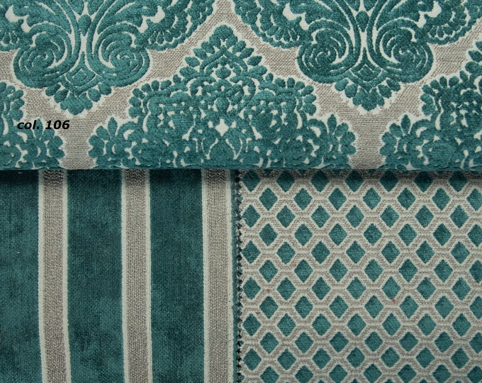 Velvet Petrol Classic Chenille Upholstery Fabric | 140 cm - 55 inches Width Upholstery Fabric