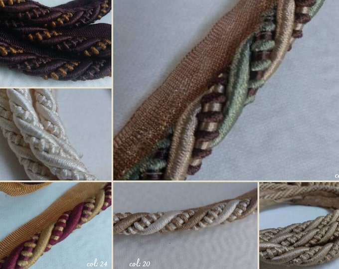 10mm-0.39" FAB Rayon Flanged Piping Cords | 6 Colors | Sold by the meter (39"/1.09yards)