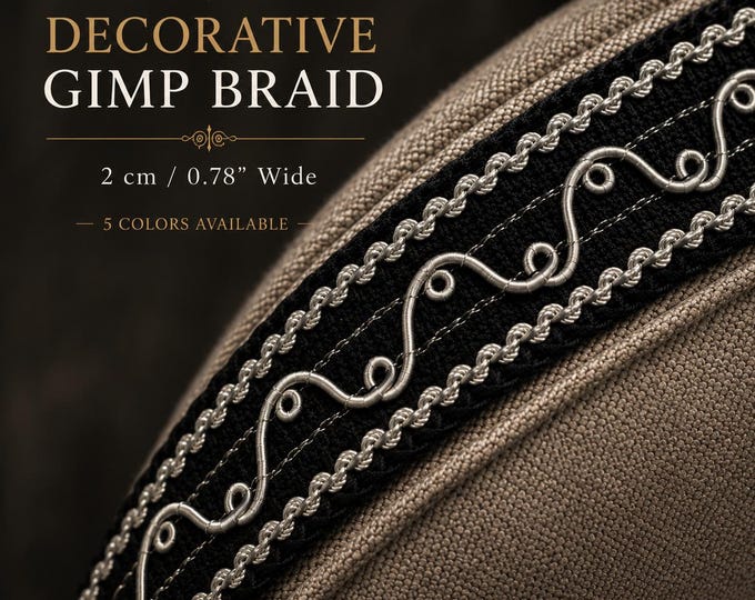 Elegant Upholstery Braid Trim | 2cm Decorative Gimp Ribbon for Sofas, Armchairs & Curtains