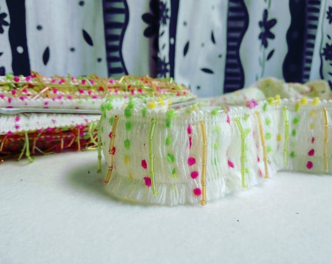 Multicolor brush fringe with beads/4 cm width decoration embellishment brush fringe trim with beads