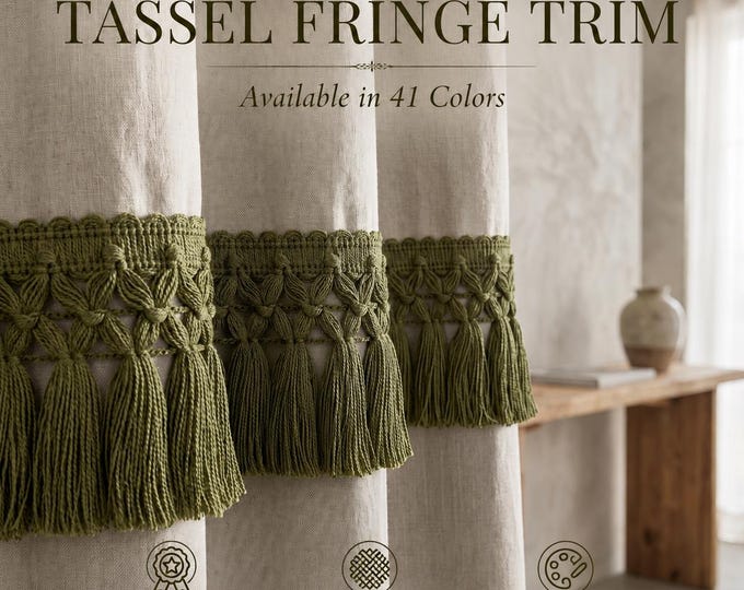 Tassel Fringe Trim by the Meter – Braid Curtain & Upholstery Trim, 8cm (3.15"), 41 Colors Available