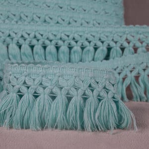 Mint Braid Tassel Fringe Trim| 8cm-3.15" Wide Lace Ribbon Trim | Curtains, dress, costumes, accessories trim by the meter