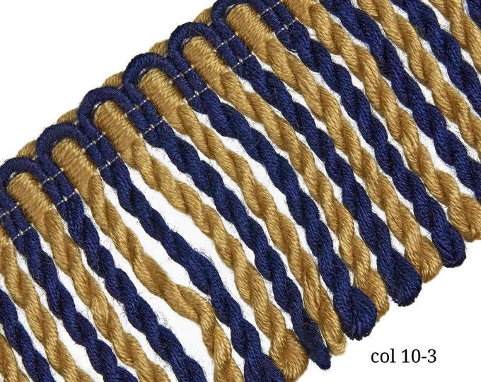 7cm (2.75")  or 12cm (4.72") Relax Bullion Fringe Trim | Navy Blue Gold Bullion Fringe Trim | Sold by the meter