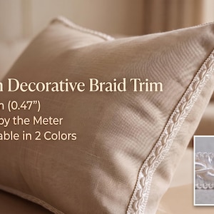 Slim Gimp Braid Trim 1.2cm Upholstery Trim by the Meter | Narrow Decorative Braid for Cushions, Curtains & Furniture | Luxury Trim