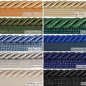 65 Colors Twisted Cord10mm or 6mm Rayon Flanged Piping Cord Upholstery Piping Cord by the meter image 3