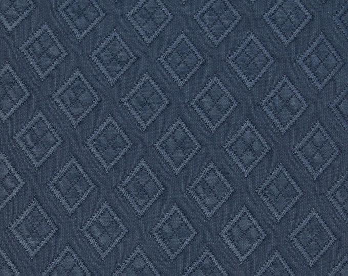 Blue Geometric Jacquard Upholstery Fabric | 280cm-110inches Double Width Polyester Cotton Classic Upholstery Fabrics | Sold by meter
