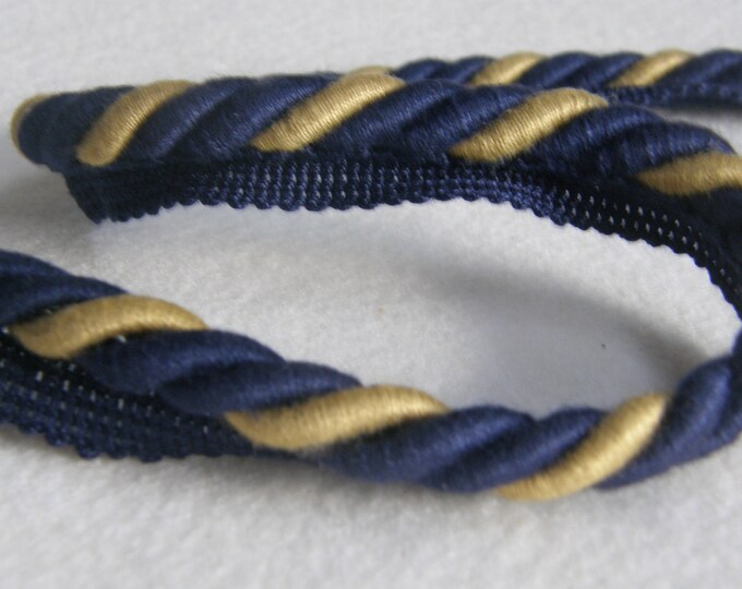 10mm or 6mm Relax Flanged Piping Cord| Navy Blue Wheat  Upholstery Cord | Sold by the meter (39"/1.09yards)