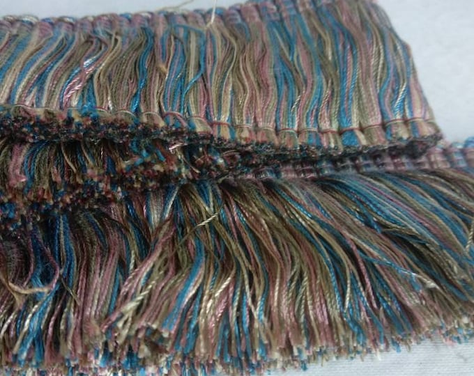 Blue Green Pink Rayon Brush Fringe Trimming | 5cm-1.96" Height Upholstery Cushions Trim, Decorative Pillows Trim |multicolor fringe