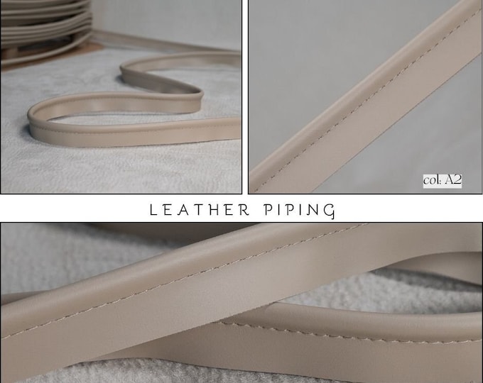 Faux Leather Beige Piping cord / Width of the cord 5.5mm-0.22" inches/ Flanged Piping Cord / high-quality Upholstery Gimp Trim