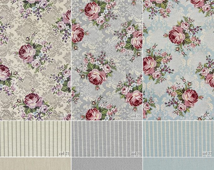 Floral jacquard Yarn Dyed Upholstery Fabric | 280cm-110inches Ethnic Vintage Upholstery Fabric Sold by the meter (39"/1.09yards)