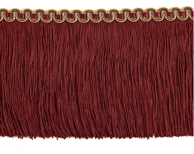 Red Chainette Fringe Trimmings|10 cm - 4 inch height embroidered braid chainette fringe trimmings