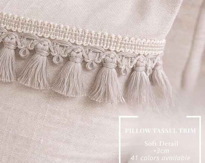 Tassel Fringe Trim for Pillows 3cm (1.18") | Cushion Decorative Trim | Soft Tassel Border | Pillow Trim\41  colors available