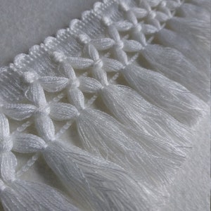 Off White Braid Tassel Fringe Trim| 8cm-3.15&quot; Wide Lace Ribbon Trim | Curtains, dress, costumes, accesorries trim by the meter