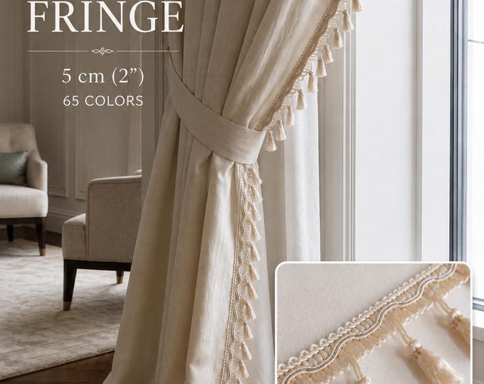 Luxury Rayon Tassel Fringe Trim 5 cm (2 Inch) | Drapery Tassel Fringe | Curtain Upholstery Trim | 65 Colors | By the Meter