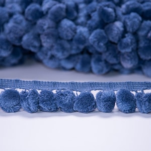 Blue Raf 100% Cotton Pom pom Trim | 4.5cm-1.77 inches Height Lace Ribbon Fringe Trim