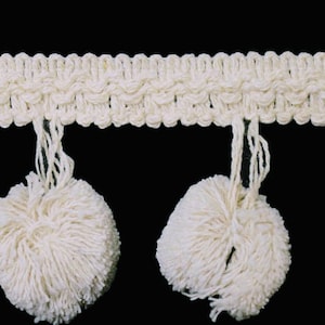 Cotton Pom Pom Natural | 6 cm - 2.36 inches Lace ribbon trim
