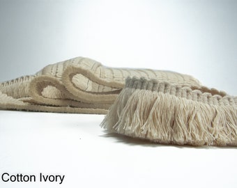 Natuurlijk ivoor 100% katoenen borstelrand | 4 cm brede borstelranden