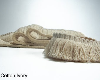 Natural Ivory 100% Cotton brush fringe trim| 4 cm-1.57 inches wide brush trims