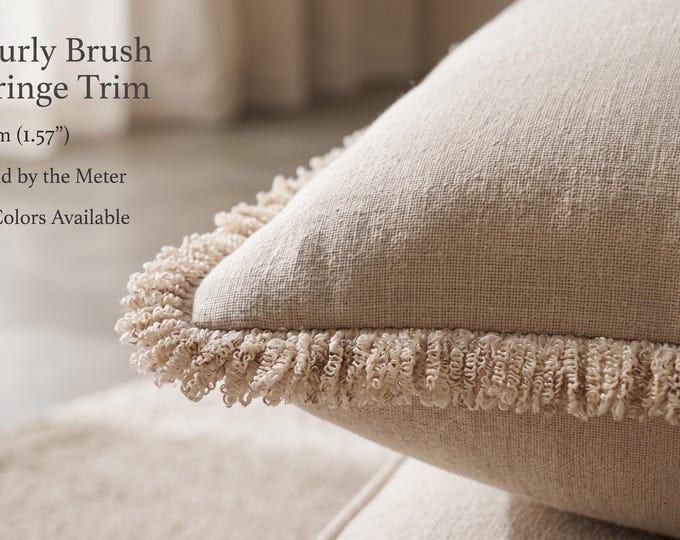 Curly Brush Fringe Trim 4cm (1.57") | Upholstery Trim for Cushions, Sofa & Curtains | Decorative Brush Fringe | Sold by the Meter